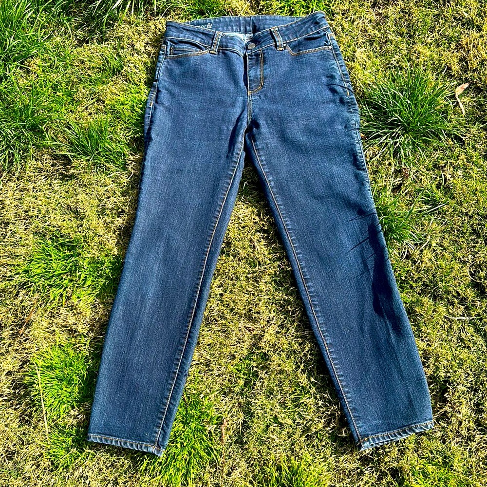 Ann Taylor, curvy fit, high-rise, blue denim, jeans, size 4